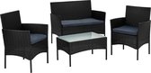 Tuinset - Balkonset - Tuinset 4 persoons - Tuintafel met stoelen - Loungeset - 4-delige set - Inclusief kussens - Weerbestendig - Polyrotan - Zwart - 105 x 48 x 84 cm