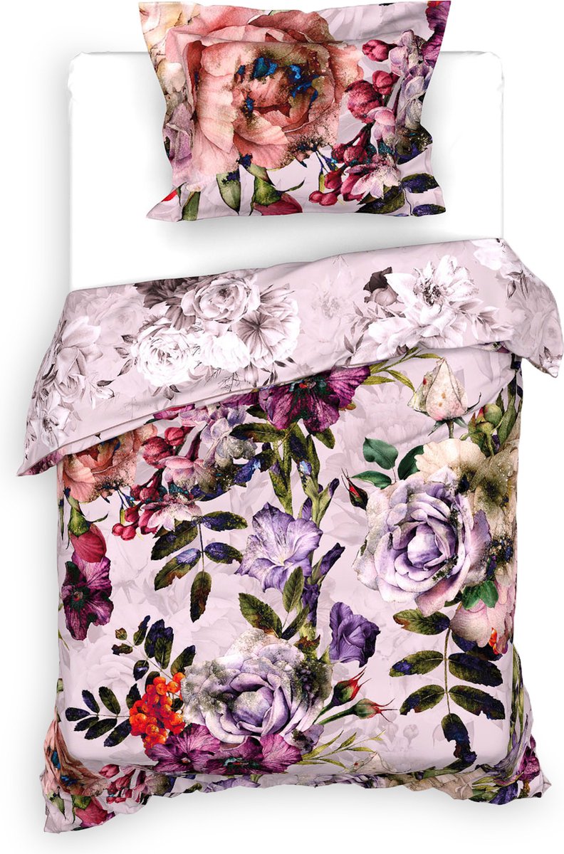 Heckettlane Pink Dekbedovertrek Samia 140x200-220 cm + 1 sloop 60x70 cm, gemaakt van 100% Katoen-Satijn