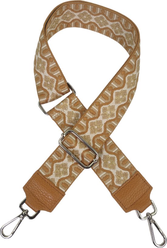 Schouderriem voor tas, tasriemen om te wisselen, verstelbare tasriem, breed, 3,8 cm, met leer, zilveren karabijnhaak, tassenband, schouderriem voor dames, handtassen, zuiver bruin, T09