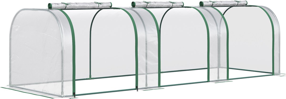 Outsunny Kas ca. 4 x 3 x 2 m, foliekas met 2 oproldeuren met rits & 8