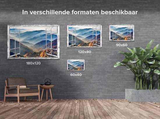 Gards Tuinposter Doorkijk Heuvel Landschap van het Zwarte Wout Bos - 60x40 cm - Tuindoek - Tuindecoratie - Wanddecoratie buiten - Tuinschilderij