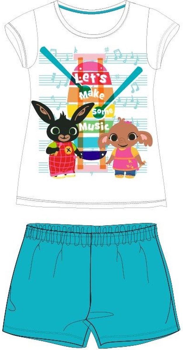 Bing Bunny shortama / pyjama let's make some music turquoise katoen maat 110