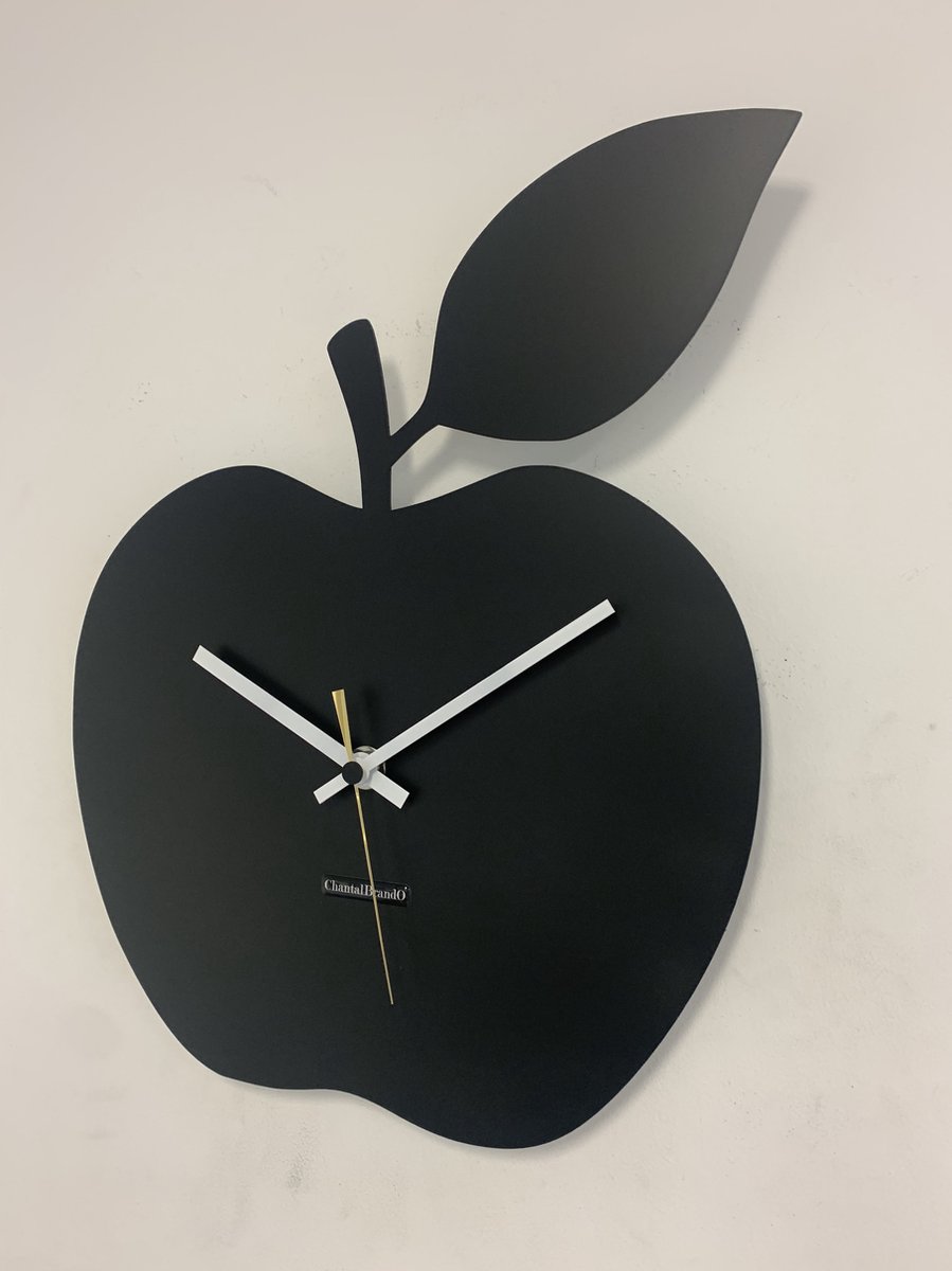 Wandklok ChantalBrandO BLACK APPEL -- MODERN DESIGN --