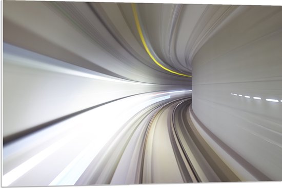 PVC Schuimplaat - Abstracte Tunnel in Grijs Tinten - 90x60 cm Foto op PVC Schuimplaat (Met Ophangsysteem)