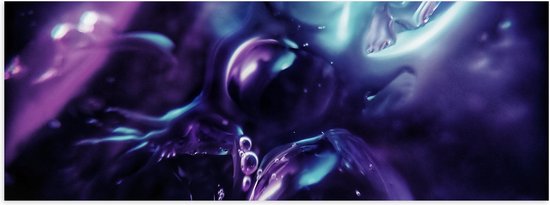 Poster Glanzend – Abstracte Bollen in Paarskleurige Omgeving - 90x30 cm Foto op Posterpapier met Glanzende Afwerking