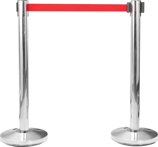 vidaXL Poteaux de clôture 4 pcs avec bandes Acier inoxydable Argent - Poteaux de barrière - Poteaux de clôture - Poteaux de barrière avec bande - Poteaux de clôture avec bande