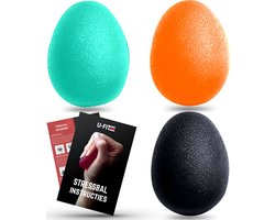 U Fit One 3 Delige Stressbal Set - Stressballen - Fidget - Hand en Pols - Trainer - RSI - Fitness - Incl. Handleiding met Oefeningen