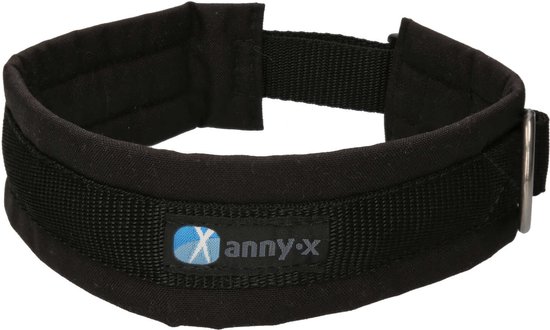 AnnyX Brede Halsband - FUN - Zwart - Gevoerd - maat XL (7) - 5cm breed - Halsomvang vanaf 52 cm tot en met 58 cm