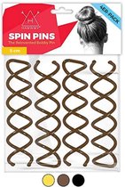 Hawway Spiral Bobby Pins 8 Pack Spin Pins, Easy & Fast Bun Maker Twist Haarspelden voor Dames Kinderen, Opgestoken Haaraccessoires, Messy Bun Tool, Perfect Small Bun Bobbypins Bobbie Fashion (zwart 2 inch)