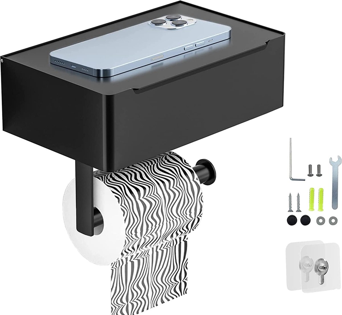 Airminti Toiletpapierhouder met plank, wc-rolhouder met box