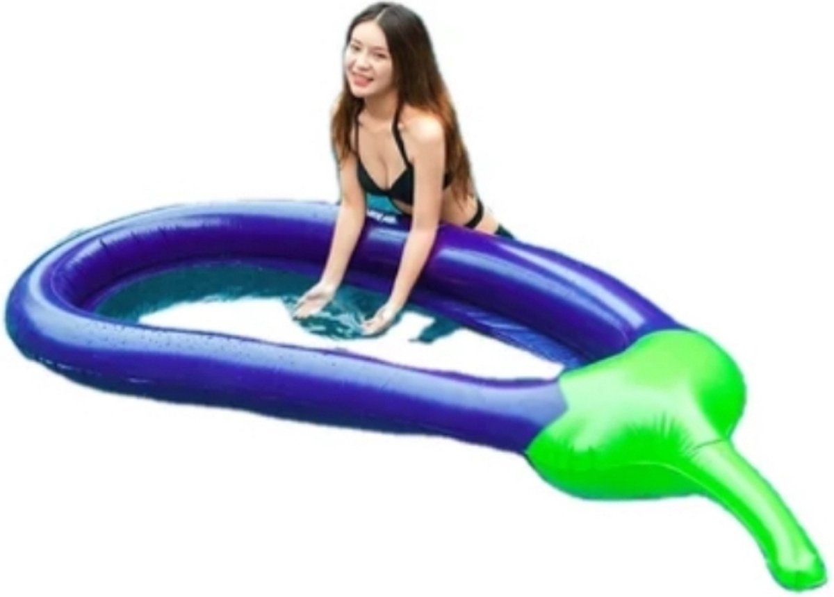 Opblaasbare Aubergine - Luchtbed voor in het Zwembad - Inflatable Eggplant Bed - 270cm x 110cm - Waterluchtbed - Waterhangmat - Zwembadhangmat - Love Island - Mesh - Beach - Floaty - Swimmingpool - Pool Party - Summer - Vakantie – foto 5