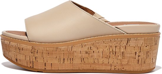 FitFlop Eloise Cork-Wrap Leather Wedge Slides BEIGE - Maat 36 | bol