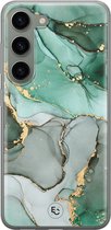 Hoesje geschikt voor Samsung Galaxy S23 - Marble Design - Soft Case - TPU - Marmer - Groen - ELLECHIQ