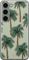 Hoesje geschikt voor Samsung Galaxy S23 - Palmbomen - Soft Case - TPU - Natuur - Groen - Mooie Telefoonhoesjes