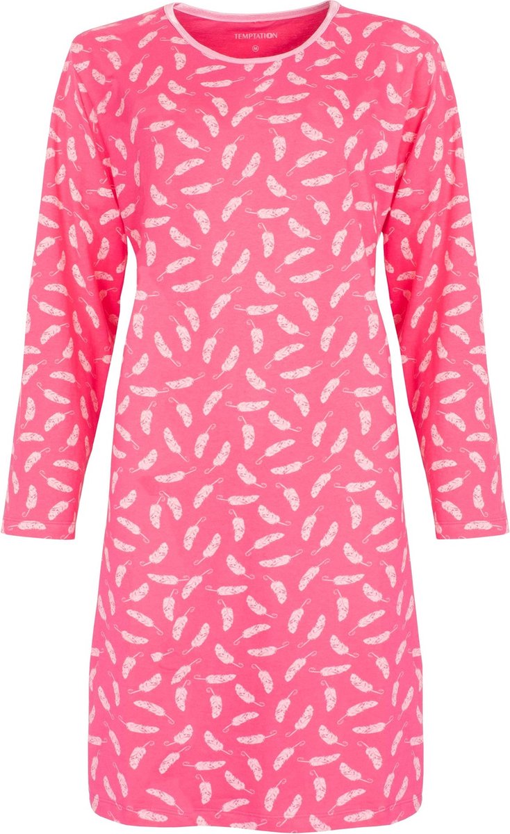 Temptation Dames Nachthemd - Bigshirt - 100% Katoen - Rood - Maat S