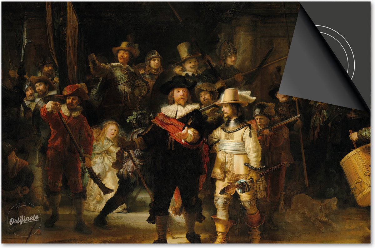 Inductie beschermer 83x51,5 - afdekplaat inductie mat - Dietrix Kookplaat beschermer - Base - Oude Meesters - Rembrandt van Rijn De Nachtwacht