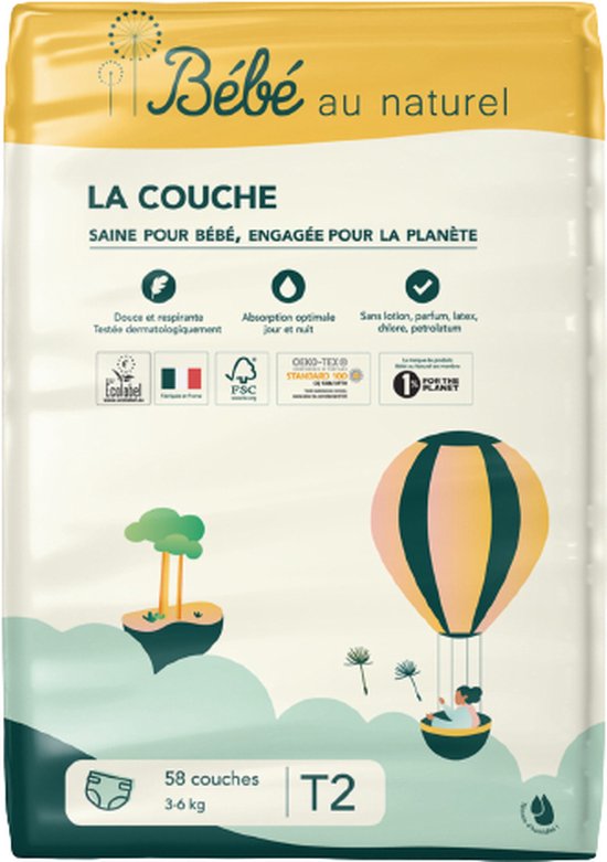 Bébé au Naturel Eco Pack Luiers Maat 2 / 36 kg / 58 lagen Biologisch Duurzaam