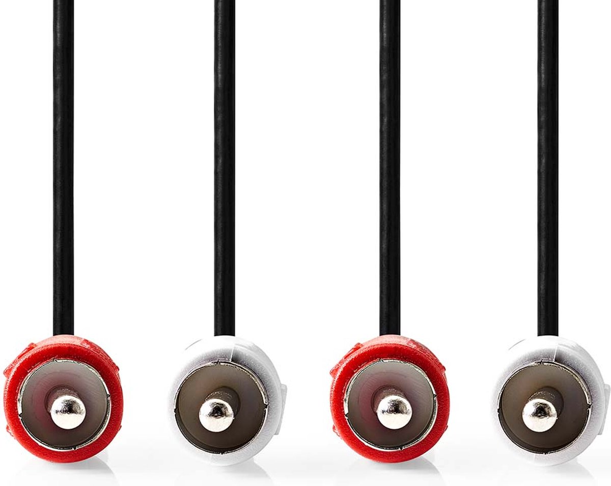 Stereo-Audiokabel - 2x RCA Male - 2x RCA Male - Vernikkeld - 1.00 m - Rond - Zwart - Polybag
