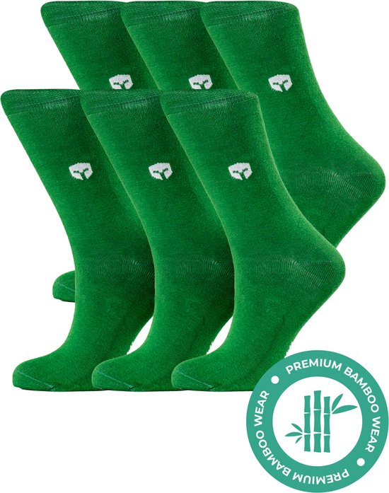 SQQUADD® Bamboe Sokken Dames en Heren - Unisex 6-pack - Maat 39-42 - Naadloos en Duurzaam - Tegen Zweetvoeten - Bamboo - Groen