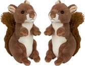 Eekhoorn knuffel van zachte pluche - 2x - 22 cm - dieren knuffels voor kinderen