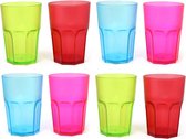 8 x stabiele herbruikbare drinkbekers in verschillende kleuren, kleurrijke herbruikbare Beker, stapelbaar, 400ml