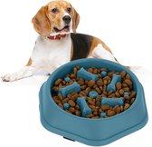 Relaxdays anti-schrokbak voor honden - 500 ml - eetbak tegen schrokken - botjes patroon - blauw