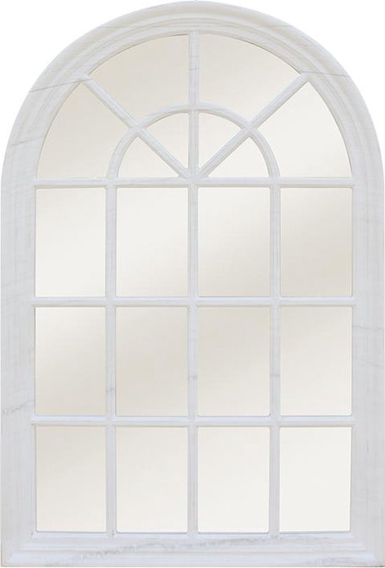 OZAIA Miroir fenêtre MONTESQUIEU - Bois de Paulownia - 120 x 80 cm - Blanc vieilli L 80 cm x H 120 cm x P 4,3 cm