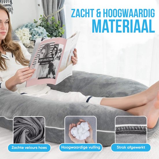 Avalo Zwangerschapskussen 5XL - 330CM - Afneembare Hoes - Zijslaapkussen / Body Pillow / Lichaamskussen / Voedingskussen van Avalo — afbeelding 4
