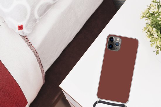 Cordon téléphonique - Chaîne téléphonique - Étui avec cordon Adapté pour iPhone 11 Pro - Palette - Rouge - Intérieur - Siliconen - Bandoulière - Étui de téléphone avec cordon
