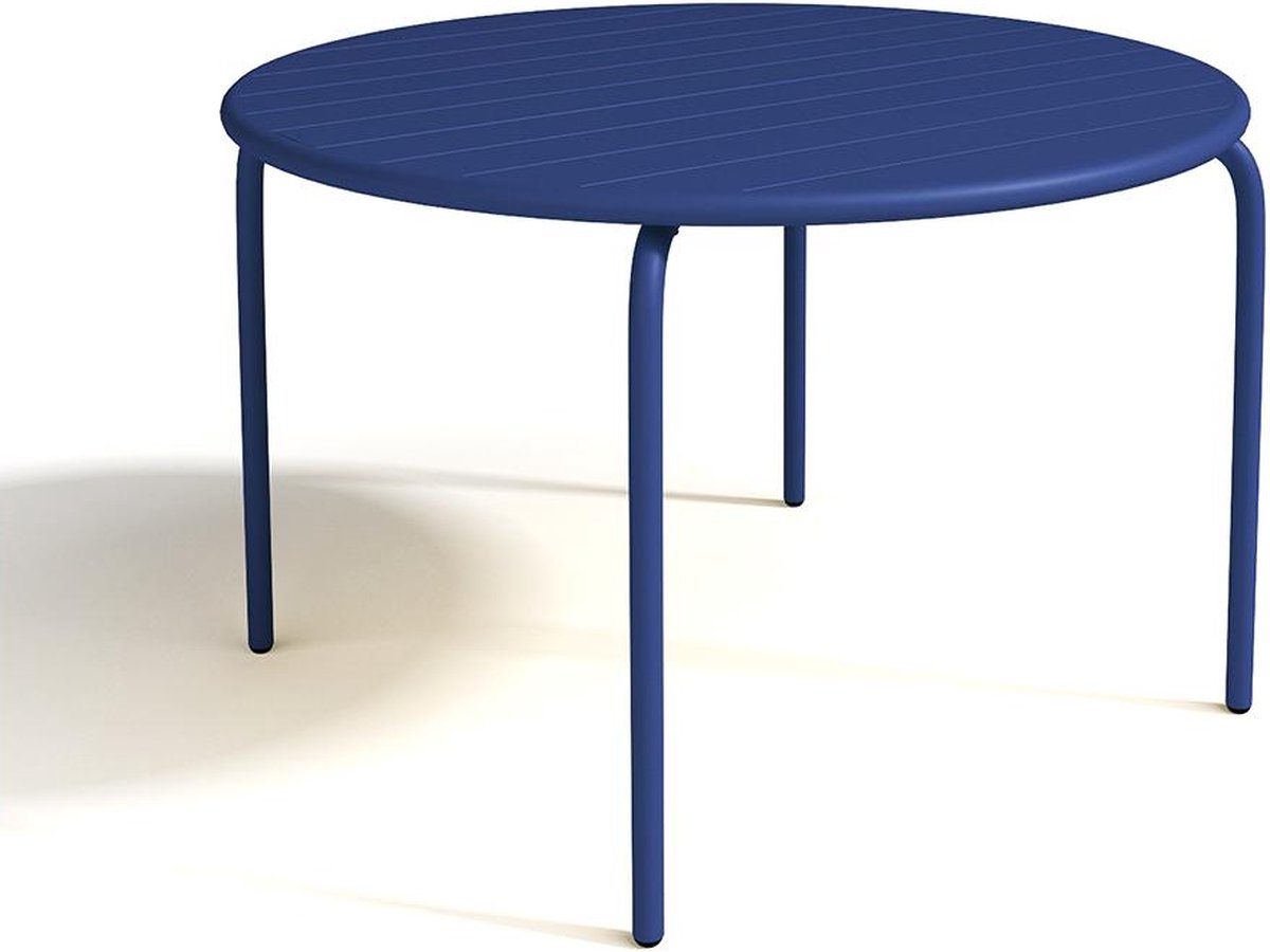 MYLIA Ronde tuintafel MIRMANDE - Metaal - D. 110 cm - Donkerblauw L 110 cm x H 74 cm x D 110 cm