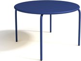 MYLIA Table de jardin ronde MIRMANDE - Métal - D. 110 cm - Bleu foncé L 110 cm x H 74 cm x P 110 cm