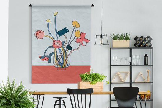 Wandkleed - Wanddoek - Bloemen - Retro - Pastel - 150x200 cm - Wandtapijt