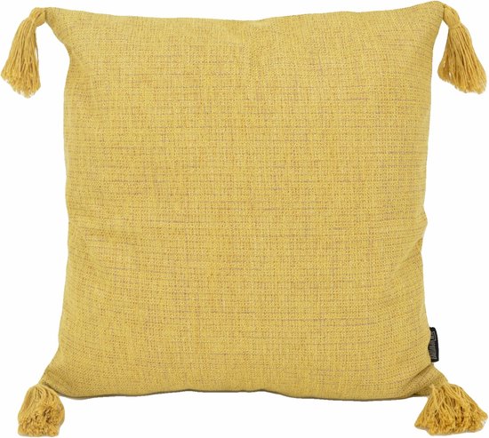 Sierkussen Pompon Washed Yellow | 45 x 45 cm | Coton