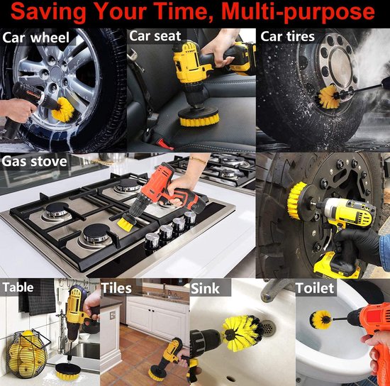 MAQ Autoreinigingsborstelset, 14-delige autoreinigingsborstelset, detailborstel voor het detailen van het interieur, exterieur, motor, ventilatieroosters, dashboard en emblemen van de auto.