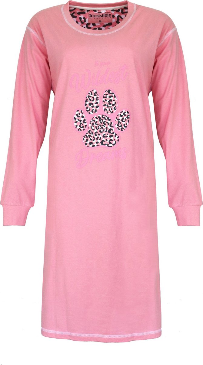 Irresistible Dames Nachthemd - Katoen - Panter dessin - Roze