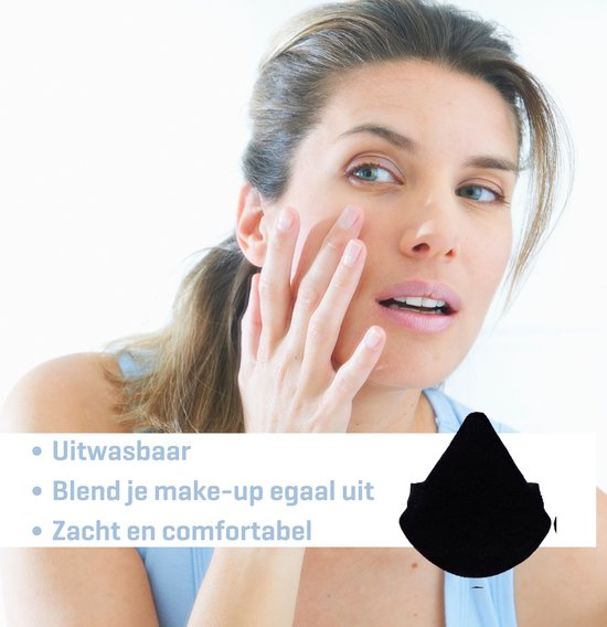 Powder Puff - Make-up Sponsje - Beauty Blender - Poederdons - Powder Puff Driehoek - Poederspons - 12 stuks - Zwart