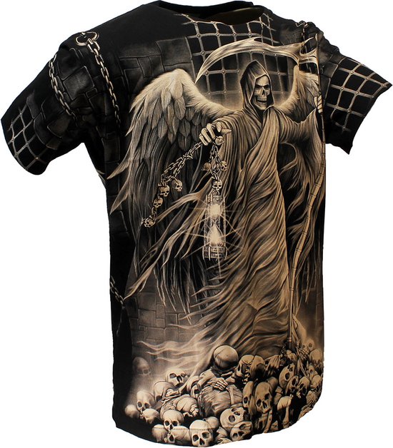 Foto: Rock eagle biker imprisoned angel of death t shirt zwart grijs officially licensed xl