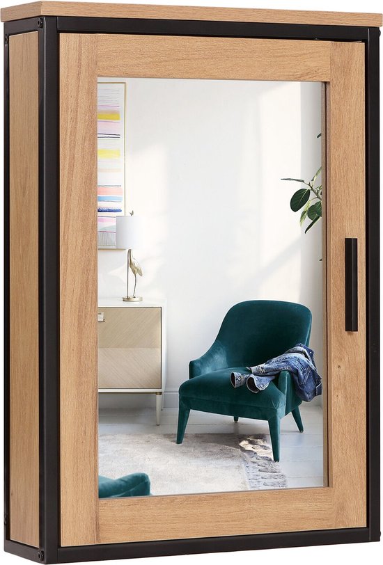 COSTWAY Spiegelkast voor badkamer, badkamerkast met spiegel