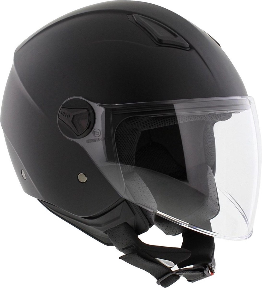 Vito Moda jethelm mat zwart Notte lang vizier XS - scooterhelm snorfietshelm