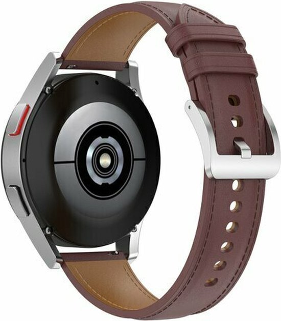 By Qubix - Geschikt voor Garmin bandje - Geschikt voor Garmin Forerunner 970 / 570 (47mm) / 255 - Luxe leren bandje - Donkerbruin - Smartwatch bandje 22mm
