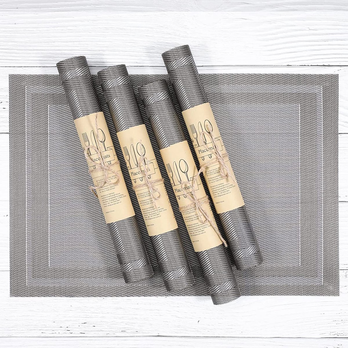 Vinyl Geweven Placemats Set van 8 Hittebestendige Wasbare Antislip