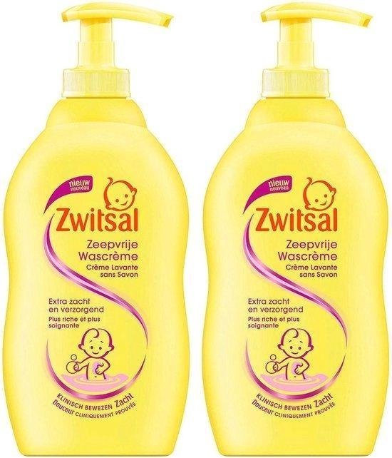 Pompe à crème lavante sans savon Zwitsal - 2 x 400 ml - coffret discount bébé pour bébé, doux pour la peau