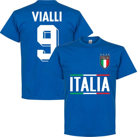 Italië Vialli 9 Team T-Shirt - Blauw - M