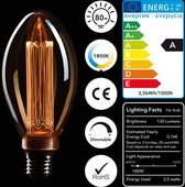 CROWN LED Edison Illusion Filament Bulb E27 Socket, Dimbaar, 3.5W, 1800K, Warm White, 230V, EL23, Antique Filament Lighting Retro Vintage Look