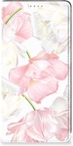 Stand Case Hoesje Cadeau voor Mama Geschikt voor Samsung Galaxy A34 Smart Cover Mooie Bloemen
