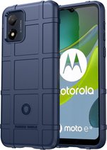 Motorola Moto E13 Hoesje - Rugged Shield TPU Gelcase - Blauw - GSM Hoesje - Telefoonhoesje Geschikt Voor Motorola Moto E13