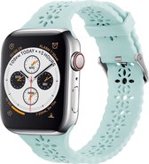 Strap-it Siliconen smartwatch bandje - Geschikt voor Apple Watch Series 1/2/3/4/5/6/7/8/9/SE/Ultra - Blue Sea Green - Siliconen horlogeband met patroon voor iWatch maat 42 mm 44 mm 44 mm 45 mm