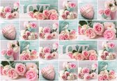 Papier peint photo Peint Intissé - Photo Collage de Roses, Amour et Hartjes - 368 x 254 cm