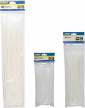 Kabelbinders/tie-wraps pakket wit 300x stuks in 3 verschillende formaten 20 cm(100x) - 30 cm(100x) - 40 cm(100x)