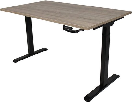 Office Hero® Cosmic Slinger- Zit sta bureau in hoogte verstelbaar zwart frame - Game bureau - Computertafel - Werktafel - 140x80 - Robson eik